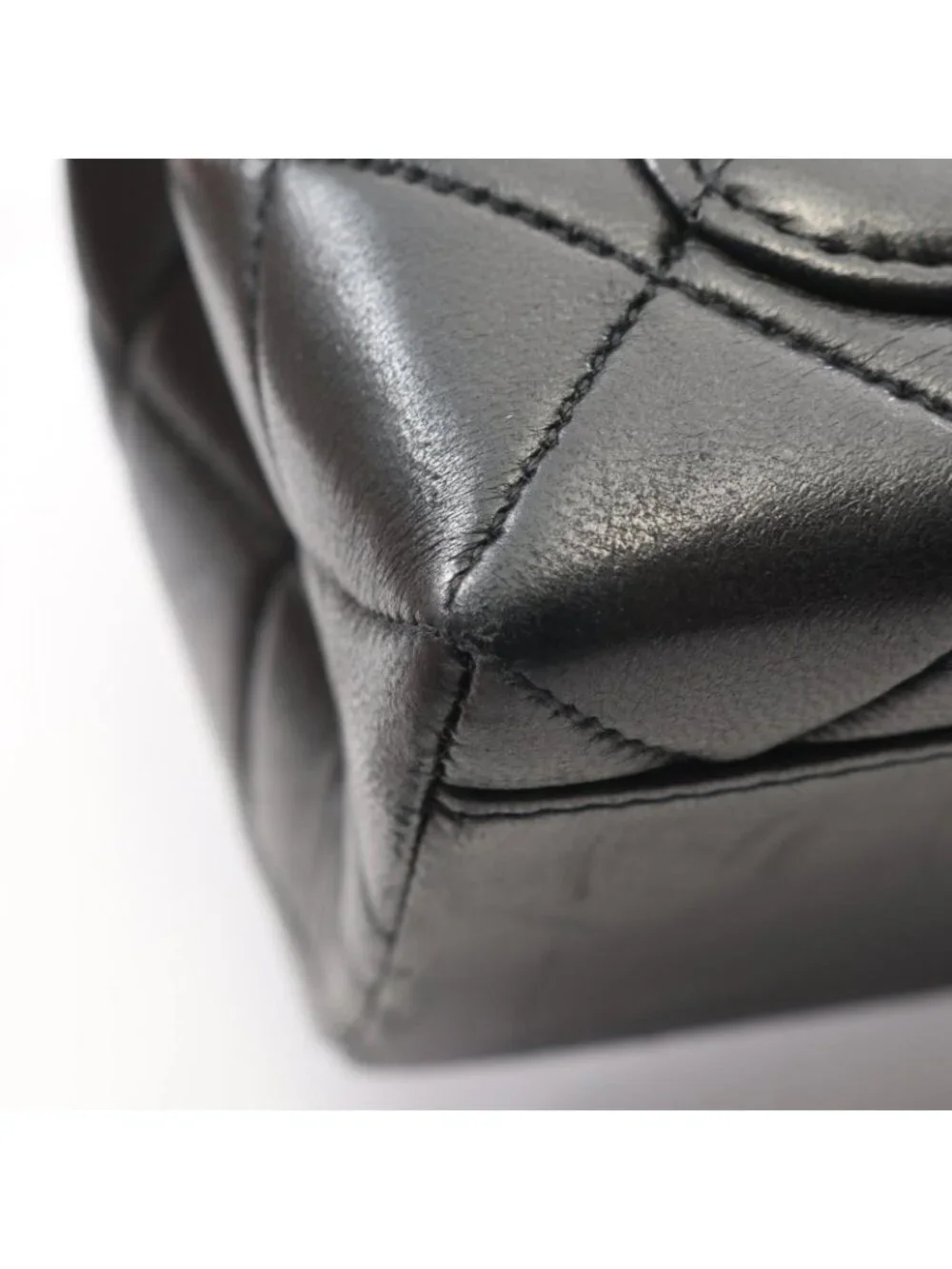 Chanel Handbag Quilted Top Handle Black Lambskin